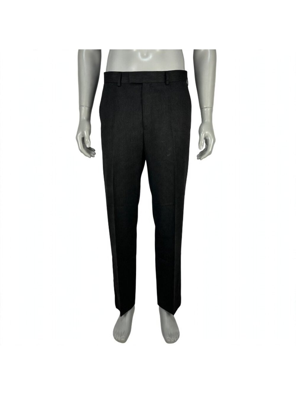Perry Ellis Portfolio Mens Black Striped Dress Pants 36x30 Polyester Rayon Blend